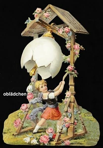 # QUADRI LUCIDI # EF 5178 immagine - mappa / cialda gigante: ragazza suona uovo di Pasqua :-)# - Foto 1 di 1