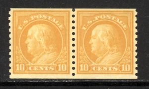 SCOTT #497 1922 10 CENT FRANKLIN REGULAR ISSUE LINE PAIR MNH OG F-VF CAT $185! - Picture 1 of 2