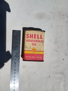 Old Original Shell Household Oil Tin - Foto 1 di 14