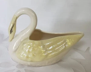 Belleek Irish Porcelain Swan Creamer 5th Mark (1955-1965) Yellow Lusterware - Picture 1 of 5