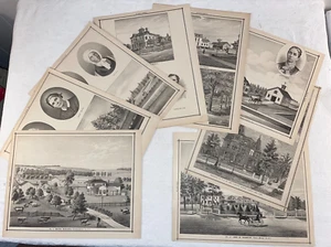 LOT 14 NEW YORK 1877 Original Printed Lithographs Perrinton Fairport Pittsford - Picture 1 of 15