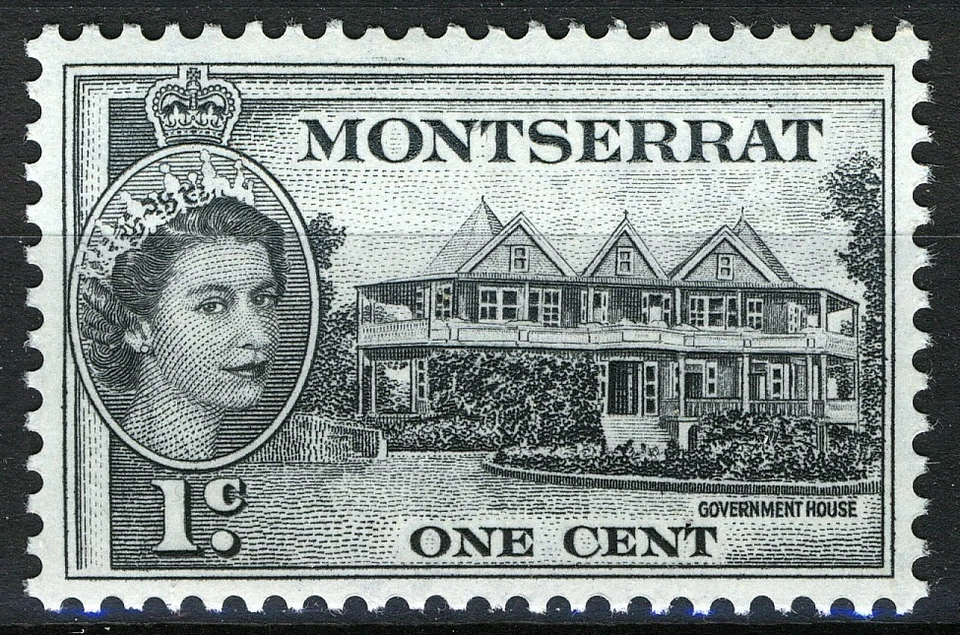 Montserrat 1953-54, 1c QEII, edificio gubernamental MNH, Mi 130 Foto 1 de 1