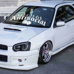 Antisocial Flames Windshield Rear Window Decal Car Sticker Banner JDM Vinyl - Picture 1 of 5