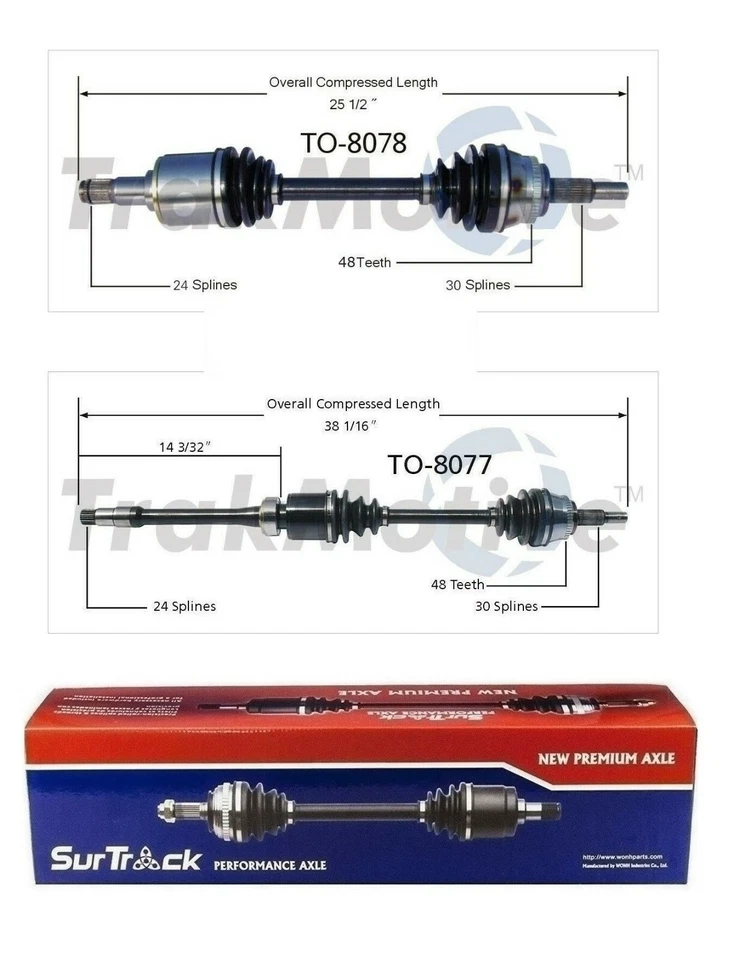 Juego de 2 ejes delanteros CV SurTrack para Lexus ES300 ES330 Toyota Camry tracción delantera 02-06 Foto 1 de 1