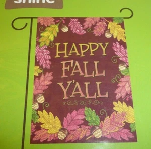 Happy Fall Y'all Small Garden Flag 12.5" x 18" Autumn Leaves Greetings Welcome - Picture 1 of 3