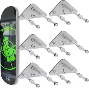 Aluminum Skateboard Wall Mount - 6 Pack Floating Deck Display Racks - Picture 1 of 12