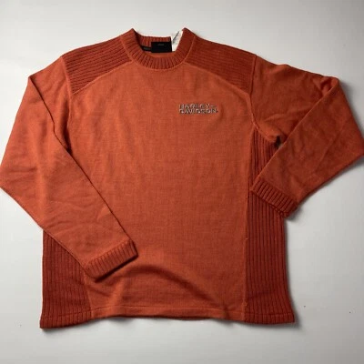Harley-Davidson Motorcycles Embroidered Stitched MEDIUM Orange Sweater Pullover Foto 1 de 4