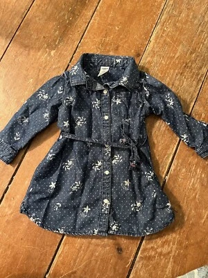 genuine kids oshkosh Denim Floral dress for girls/toddlers/infants Size 18mo Tie - Image 1 of 4