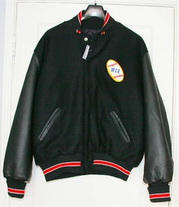 NEW Major League Experience Letterman Varsity Jacket Black Wool& Leather XL Rare - Picture 1 of 11