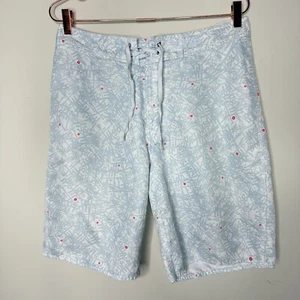 Stussy Board Shorts Mens 32 Blue Trunks Art Graphic Logo Swim Pocket Drawstring - Picture 1 of 8