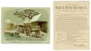 1887 Bridgeport Connecticut Bennett & Moulton Comic Opera Co performance card - Picture 1 of 1