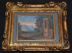 Gouache,Frankreich um 1760, italienische Landschaft mit Ruine. - Picture 1 of 6