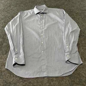 Canali Shirt Mens 43/17 Blue Check Long Sleeve Button Up Collared Career Formal - Picture 1 of 9