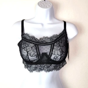 Thistle and Spire Womens Amore Lace Bra Underwire Sheer Size XS Black Corset - Picture 1 of 10