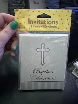 Baptism Invitations Cross Invitations Devotion Religious Party Decoration 8ct. - Image 1 of 2