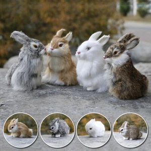 Realistic Artificial Rabbit Model Furry Animal Figurine Home Decoration Ornament - Picture 1 of 29