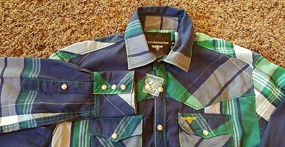 V.I.P. Colección Para Hombre Perla Snap LS Camisa Abotonada Cuadros Vaquero Occidental NUEVA Foto 1 de 4