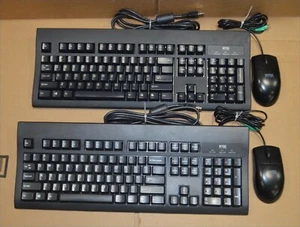 Lot of 2 Dell WYSE USB Keyboard with PS/2 Port KU-8933 901716-06L Black w/ Mouse - Picture 1 of 5