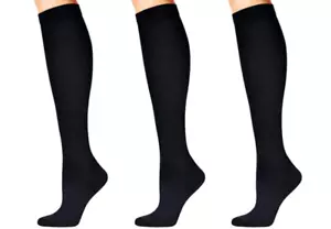 NUEVOS CALCETINES PANTALÓN COMPRESIÓN ALTA ENERGIZANTE UNISEX (3-PK) NEGROS TALLA S/M - Imagen 1 de 5