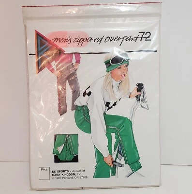 MENS Ski Over Pants UNCUT Sewing Pattern Full Zip XS Small Medium Large XL 1987 - Image 1 of 4
