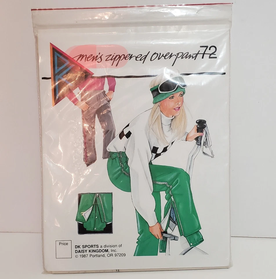 MENS Ski Over Pants UNCUT Sewing Pattern Full Zip XS Small Medium Large XL 1987 - Image 1 of 4