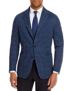 CANALI CHEVRON JERSEY REGULAR FIT MEN'S SPORT COAT COLOR BLUE HERRINGBONE 52R - Picture 1 of 5