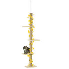 PawHut 242cm Regulowana wieża dla kota od podłogi do sufitu z zestawem antypoślizgowym - żółta