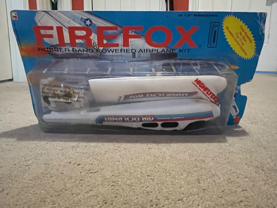 Firefox Rubber Band Powered Airplane Kit Air Dolphin Plane Model VTG 1993 NEW - Image 1 of 4