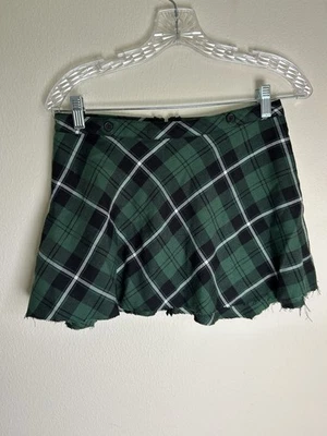 Minifalda Royal Bones S Negra Cuadros Grunge Gótica Micro Y2k Punk Verde Rockabilly Foto 1 de 4