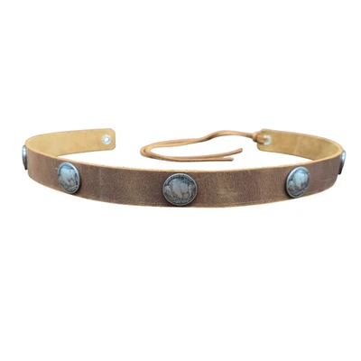 Buffalo Nickels Brown Genuine Leather  Hatband Navajo Genuine Leather String - Image 1 of 4