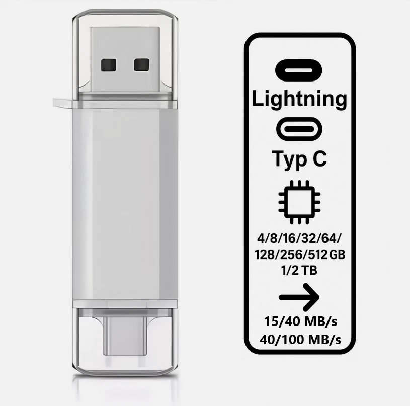 USB Stick 1TB 512 GB 256 GB 128 GB 64GB 32GB 16GB 8GB 4 GB 2.0 3.0 Usb Typ C OTG - Bild 1 von 4