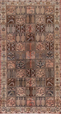 Alfombra tribal vintage hecha a mano 5x9 pies diseño jardín geométrico alfombra de lana Foto 1 de 4