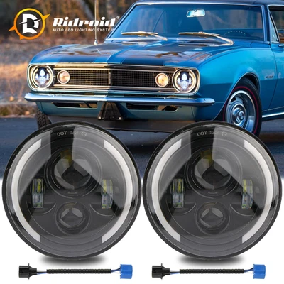 Подходит для Chevrolet Camaro Z28 SS RS 67-81 7-дюймовые светодиодные фары дальний/низкий диапазон комбинированные дневные ходовые огни 2 шт. - Изображение 1 из 4