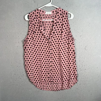 Bella Dahl Pink & Black Polka Dot Sleeveless Blouse Womens Size Large - Image 1 of 4
