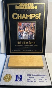 2001 NCAA National Championship Spiel Plakette mit Court Floor DUKE Basketball + Buch - Bild 1 von 6