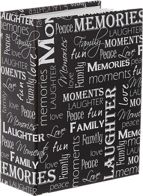 Mini-Max Photo 100 Pocket 4X6 Photo Album, Black and White Words - Image 1 of 4