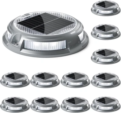 Outdoor Solar Driveway Lights, 16 LEDs, 9 Modes, Waterproof RGB (12 Pack) - Image 1 of 4