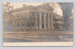 Postcard Rppc Savings Bank Woodstock VT ~ 1907 - Picture 1 of 2
