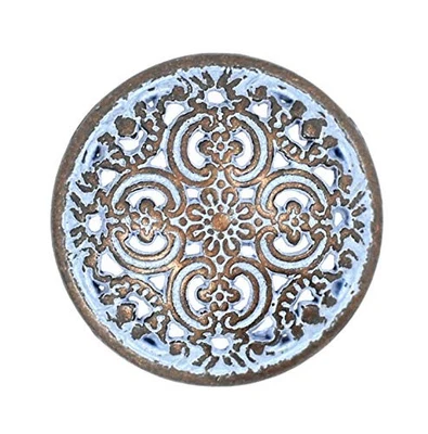 12 Pieces Flowery Engraving Copper Blue Openwork Metal Shank Buttons 18mm (11... - Image 1 of 4