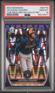 Bowman 2023 cromo #BCP76 Jackson Chourio púrpura Raywave/250 PSA 10 - Imagen 1 de 2