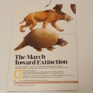 National Geographic Original Jun 1989 Map The March Toward Extinction - Bild 1 von 2