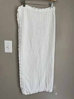 Manta de algodón blanca Ikea LEN borde festoneado tejido con cable 28,5x31 Foto 1 de 4