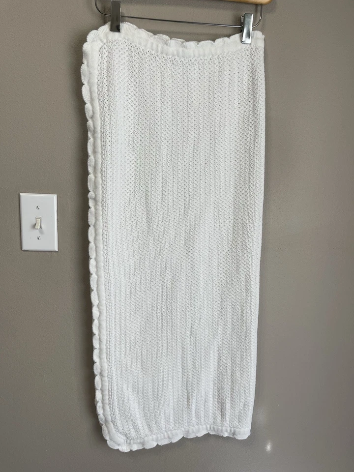 Manta de algodón blanca Ikea LEN borde festoneado tejido con cable 28,5x31 Foto 1 de 4