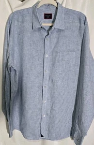 Untuckit Men's Wrinkle Resistant 100% Linen Blue White Casual Shirt XL NWOT - Picture 1 of 7