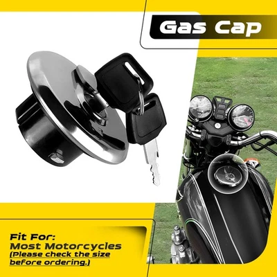 Universal Motorcycle Gas Lid Motorbike Fuel Tank Cap Cover With 2 Key Lock Set - Image 1 of 4
