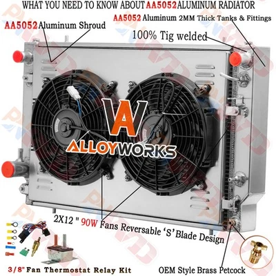 4 filas cubierta radiador ventilador 12" para 1976-96 78 Jaguar XJS XJ12 5,3 L 6,0 L V12 GASOLINA AT Foto 1 de 4