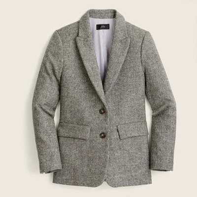 Jaqueta Blazer J.CREW US$ 248 Conjunto de Verão Grafite Lã Inglesa Espinha de Arenque Tamanho 4 - Imagem 1 de 4