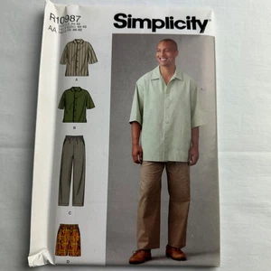 Simplicity R10987 Mens Shirt Pants Shorts Uncut Sewing Pattern Size 34 36 38 40 - Picture 1 of 2