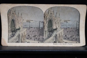 Antique Stereoview Facade of St Mark's Venice Italy Made in USA - Picture 1 of 6