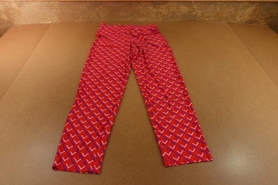 IMAN Womens Medium Red Global Chic Geometric Print Knit Slim Pull On Dress Pants - Image 1 of 4